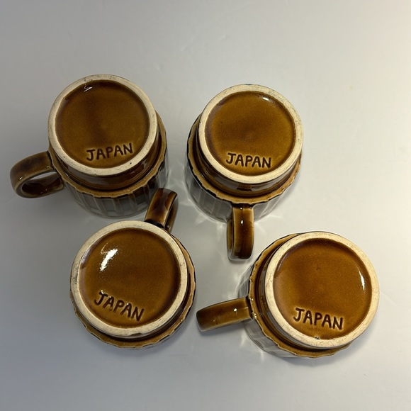 4 Stackable Drip Glaze Coffee Mugs Japan Brown Ceramic 6 OZS 3 1/2”H Set Of 4 - Picture 9 of 15